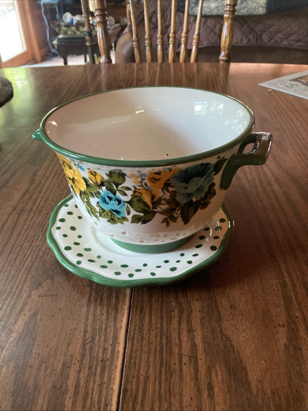 The pioneer woman ceramic colander with drip plate